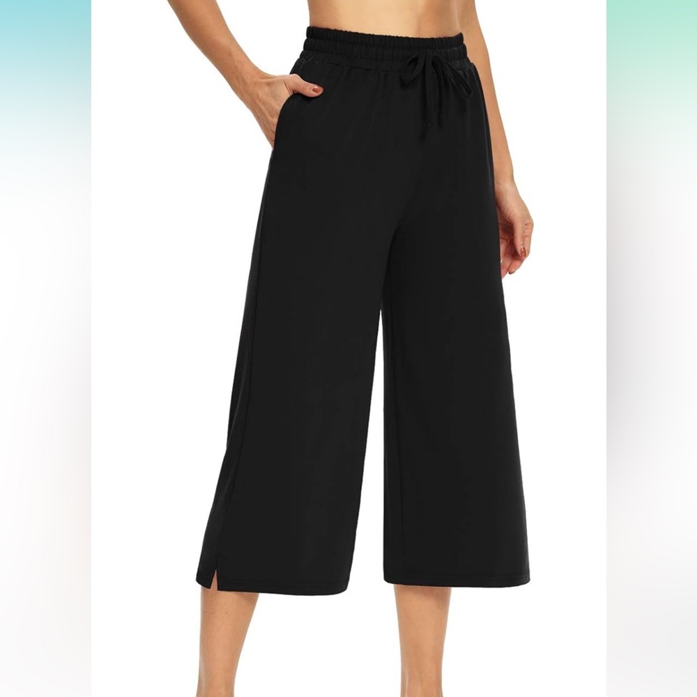 DIBAPLONG Wide Leg Capri Pants